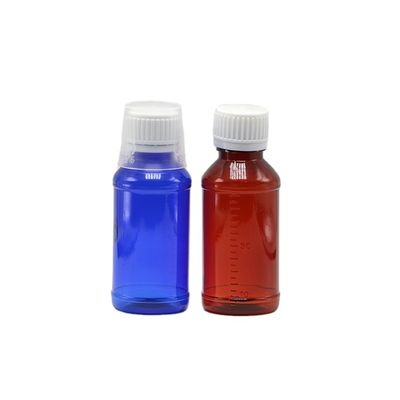 Бутылка для сиропа от кашля PET 100cc Amber/Orange/Blue Maple с предохранительной крышкой и тепловой печатью