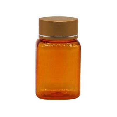 90 мл / 3OZ ПЭТ квадратная желтая/оранжевая капсула бутылка с капсулой из розового золота и тепловой печатью