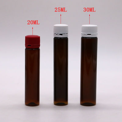 20ML/20CC тонкая гладкая янтарная пластиковая бутылка для пероральной жидкости с предохранительной крышкой для жидкой медицины