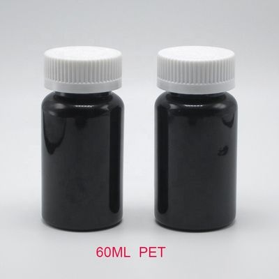 2OZ 60ML PET янтарная черная пластиковая бутылка с крышкой CRC для упаковки лекарственных добавок