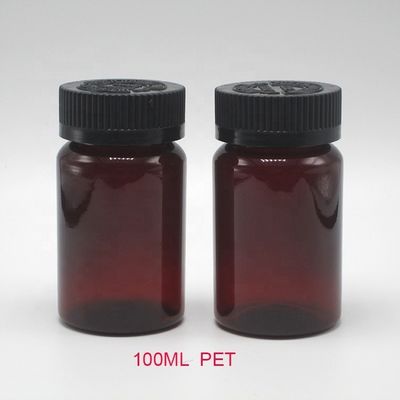 2OZ 60ML PET янтарная черная пластиковая бутылка с крышкой CRC для упаковки лекарственных добавок