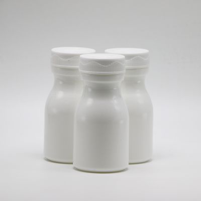 Белая пластиковая бутылка из 60 мл HDPE для удобного хранения твердых таблеток и капсул