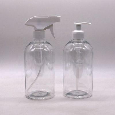 600мл 20oz PET Спрей бутылка Бостон круглый пластик настраиваемый цвет насос триггер Спрей дезинфицирующее средство для рук бутылка
