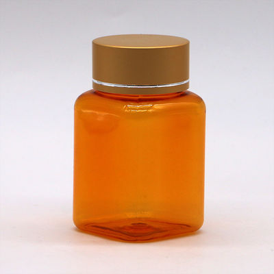 90 мл / 3OZ ПЭТ квадратная желтая/оранжевая капсула бутылка с капсулой из розового золота и тепловой печатью