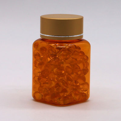 90 мл / 3OZ ПЭТ квадратная желтая/оранжевая капсула бутылка с капсулой из розового золота и тепловой печатью